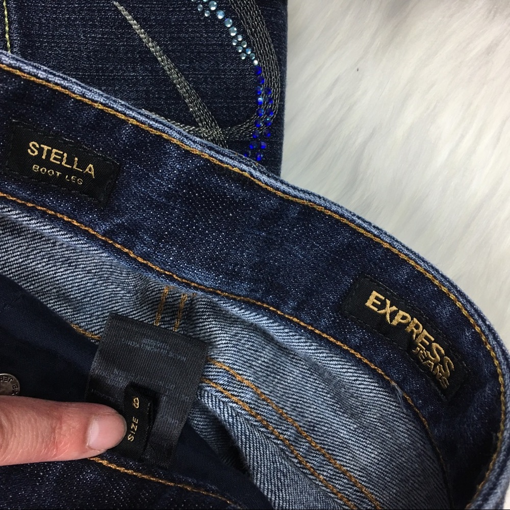 EXPRESS Stella Boot Cut Raw Hem Crop Jeans Sz 6 - Picture 5 of 8